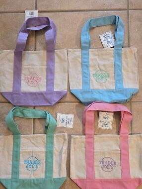Trader Joe's Spring 2026 Mini Pastel Canvas Tote - Set of 4